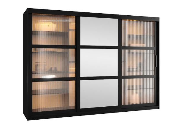 Lükandustega riidekapp Flutes 250 cm + LED