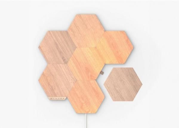 Nanoleaf Elements Wood Look Hexagons stardikomplekt (7 paneeli), soe ja külm valgus