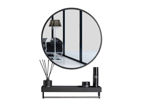 Peegel riiuliga 80 cm, must