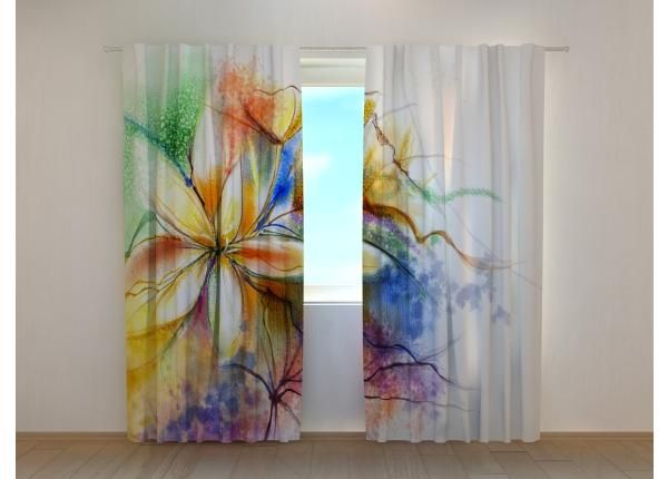 Pimendav fotokardin Abstract Floral Watercolor Painting at Canvas 240x220 cm