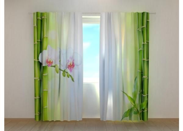 Pimendav fotokardin White Orchid with Fresh Bamboo 240x220 cm