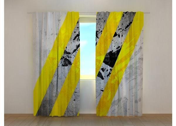 Pimendav fotokardin Yellow and Gray Lines Abstractions 240x220 cm
