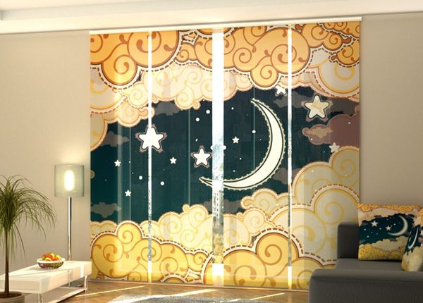 Pimendav paneelkardin Cartoon style night sky 240x240 cm