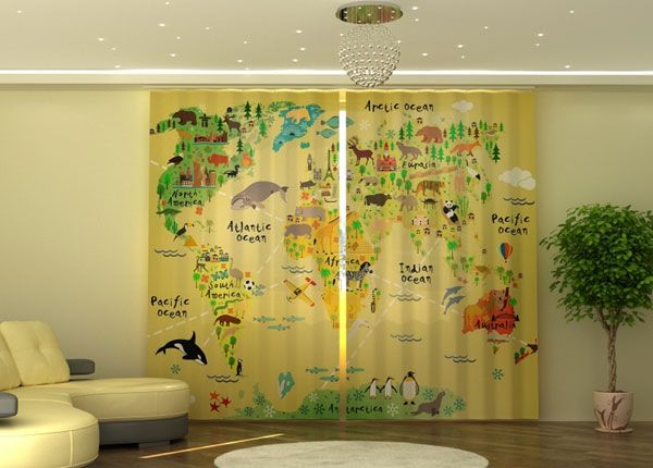 Poolpimendav kardin Kids Map 290x245 cm