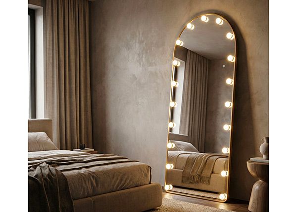 Põrandapeegel Hollywood LED 170 cm, kuldne