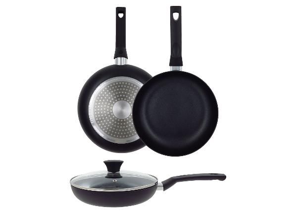 Praepann Black Ceramic Ø 24 cm + pannikaitse, klaasist kaanega, keraamiline ja induktsioon