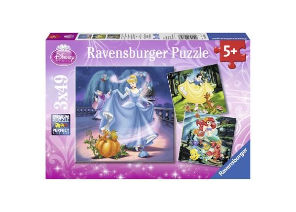 Ravensburger pusle 3x49 tk Lumivalgeke, Tuhkatriinu ja Ariel