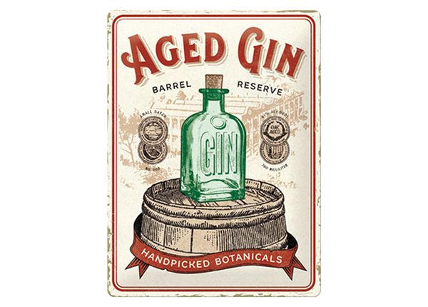 Retro metallposter Aged Gin Barrel 30x40 cm