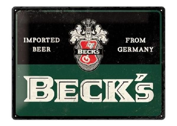 Retro metallposter Becks - Grün Quer 30x40 cm