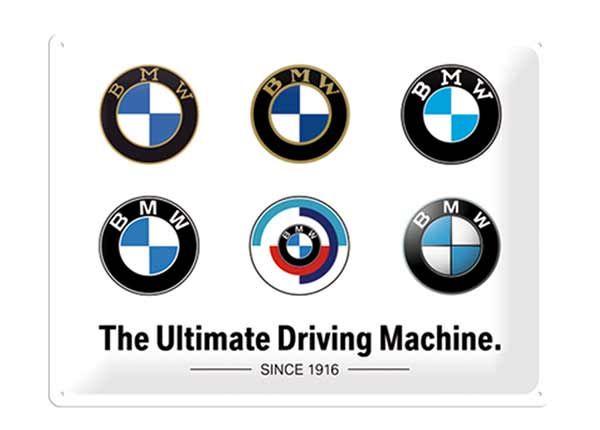 Retro metallposter BMW - Logo Evolution 30x40 cm