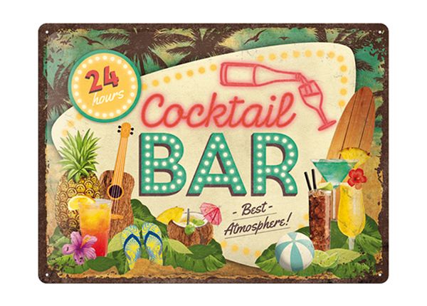 Retro metallposter Cocktail Bar 30x40 cm