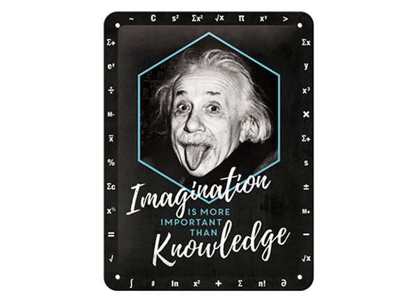 Retro metallposter Einstein - Imagination & Knowledge 15x20 cm