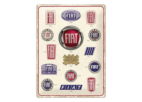 Retro metallposter Fiat - Logo Evolution 30x40 cm