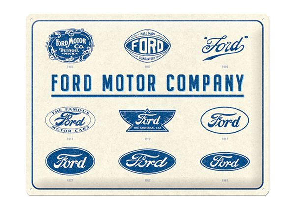 Retro metallposter Ford - Logo Evolution 30x40 cm