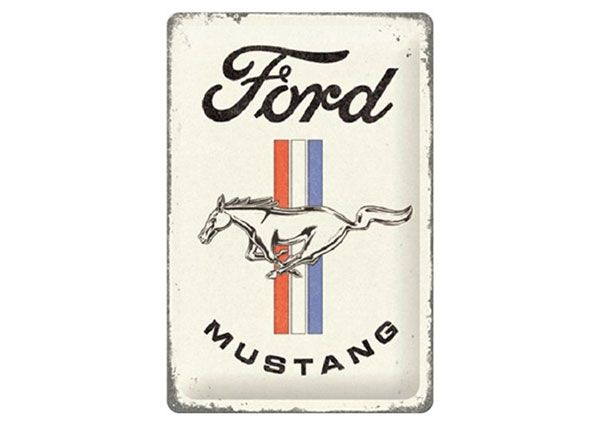 Retro metallposter Ford Mustang - Horse & Stripes Logo 20x30 cm