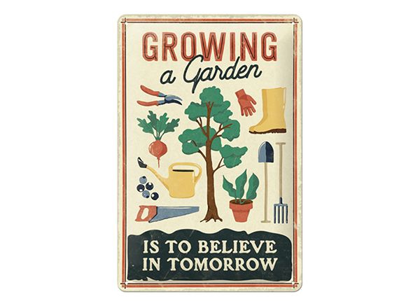 Retro metallposter Growing a garden 20x30 cm