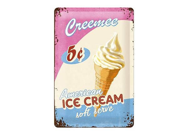 Retro metallposter Ice Cream 20x30 cm