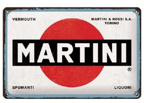 Retro metallposter Martini - Logo white 20x30 cm