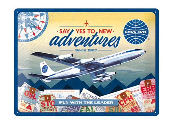 Retro metallposter Pan Am - New Adventures 30x40 cm