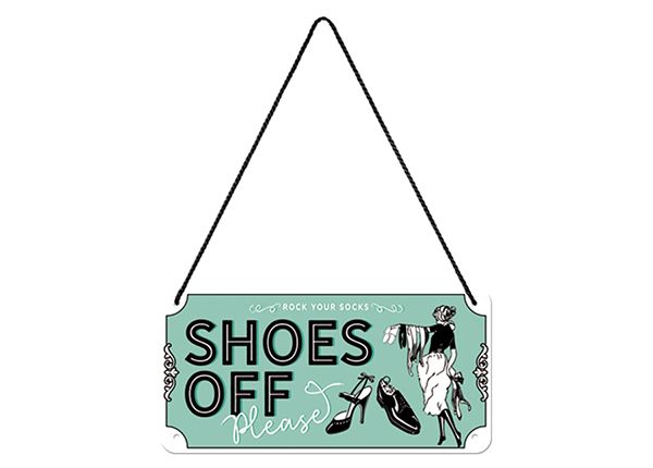 Retro metallposter Shoes Off 10x20 cm