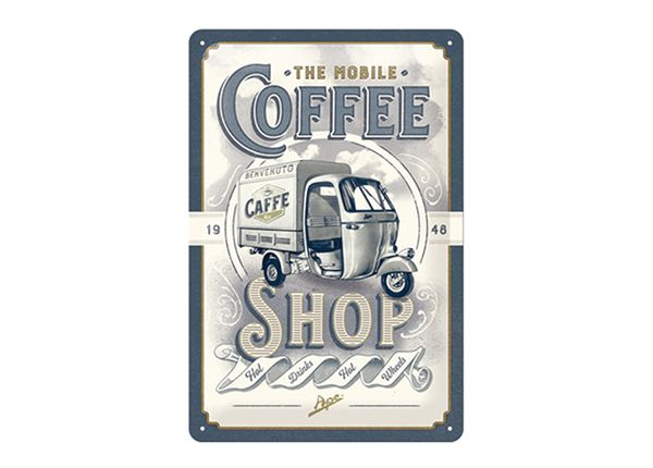 Retro metallposter The Mobile Coffee Shop 20x30 cm