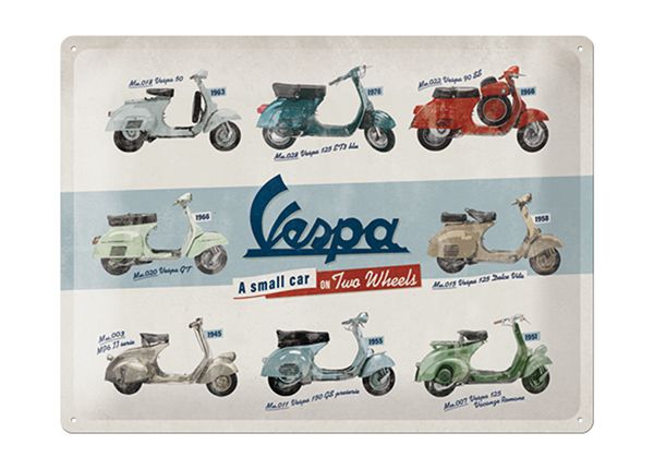 Retro metallposter Vespa mallit 30x40 cm