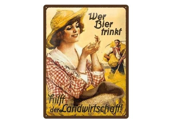 Retro metallposter Wer Bier trinkt... nainen 30x40 cm