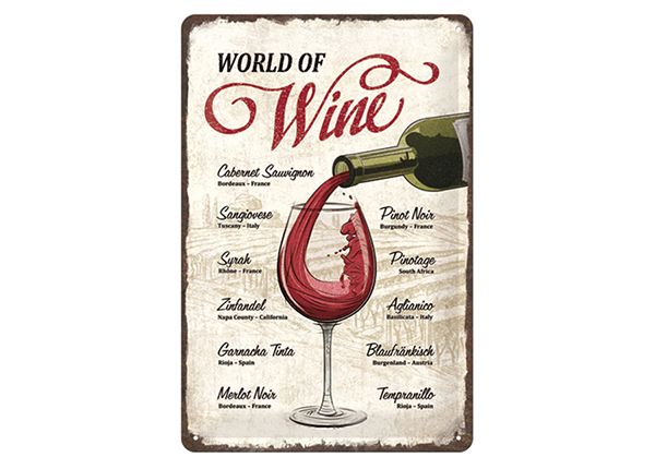 Retro metallposter World of Wine 20x30 cm