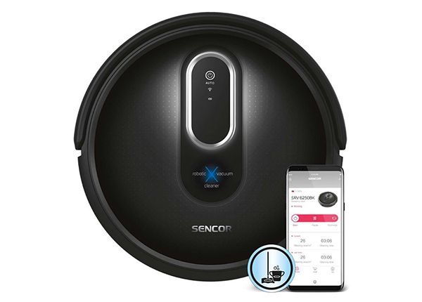 Robottolmuimeja WiFi ja mopiga Sencor SRV6250BKEUE3