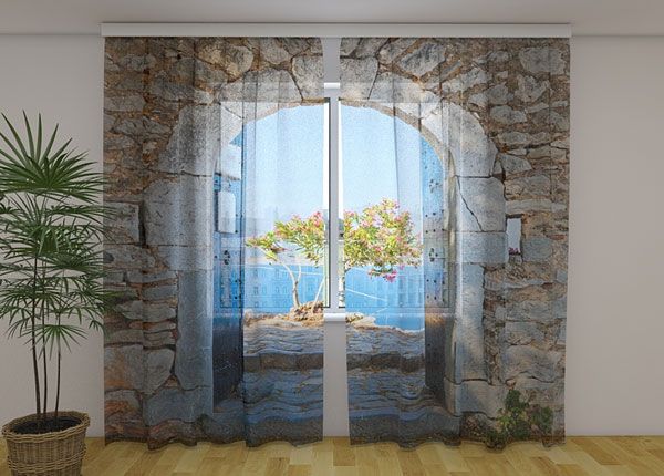 Šifoon-fotokardin Archway to the Sea 240x220 cm