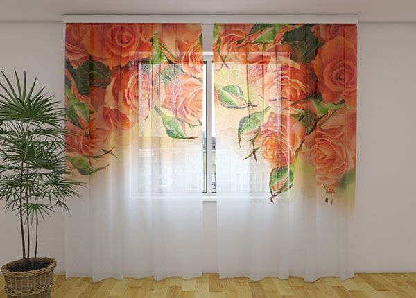 Šifoon-fotokardin Orange Roses 240x220 cm