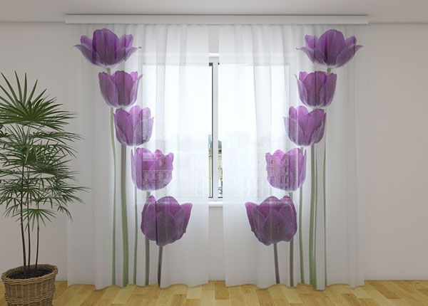 Šifoon-fotokardin Spring tulips 240x220 cm