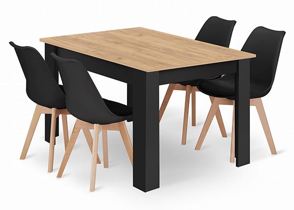 Söögilaud 80x120 cm ja 4 tooli