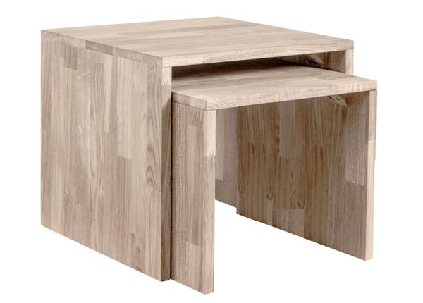 Tammepuidust diivanilaud Duo1, valge õli 45x45x45 cm