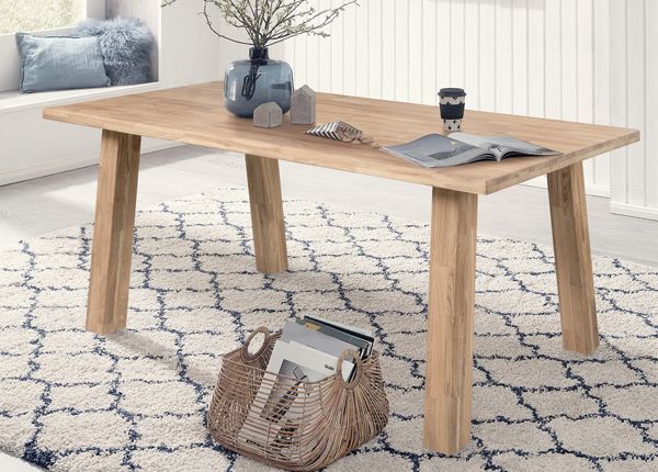 Tammepuidust söögilaud Milano 180x90 cm, valge õli