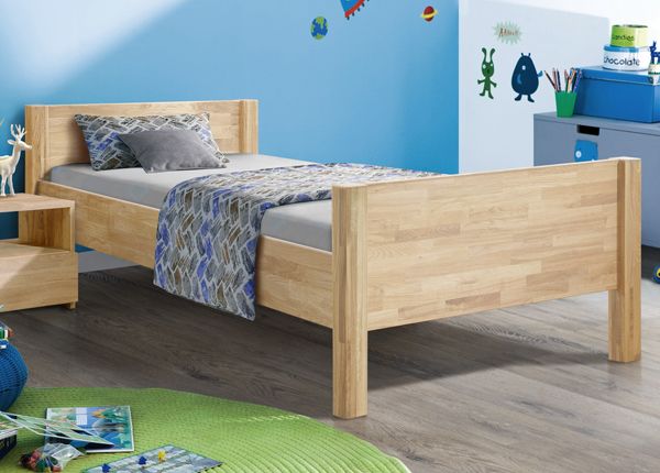 Tammepuidust voodi Hans 90х200 cm, valge õli