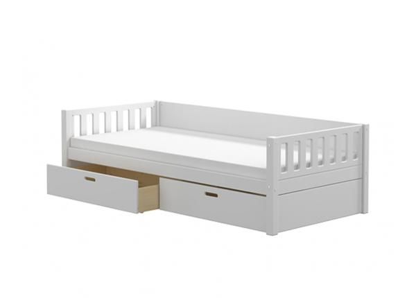 Thuka lastevoodi Viggo sahtlitega, valge