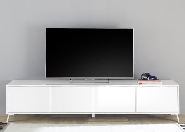 TV-alus City 205 cm, valge kõrgläikega