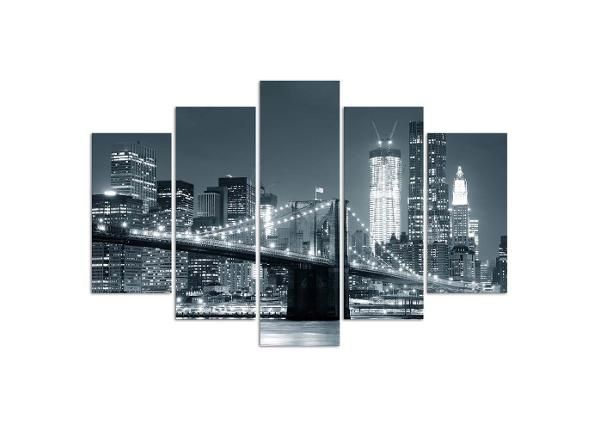 Viieosaline seinapilt Black and white Brooklyn Bridge