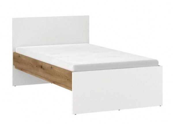 Voodi Ricko 90x200 cm, valge/tamm