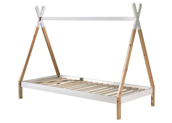 Voodi Tipi 90x200 cm, valge/naturaalne
