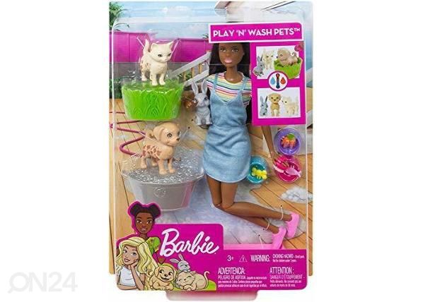 Barbie® Play'N' Wash nukk lemmikloomadega