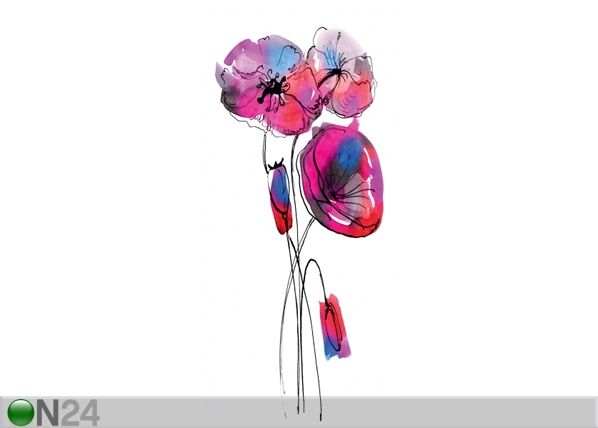 Fliis-fototapeet Watercolor poppies 90x202 cm