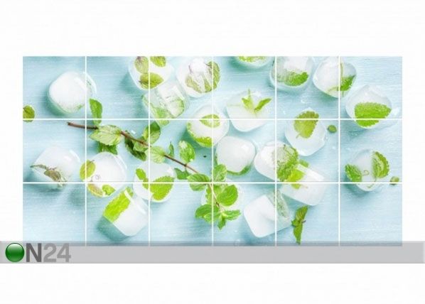 Kleebised seinaplaatidele Ice cubes with mint leaves 60x120 cm