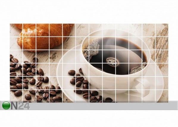 Kleebised seinaplaatidele Steaming coffee cup with coffee beans 60x120 cm