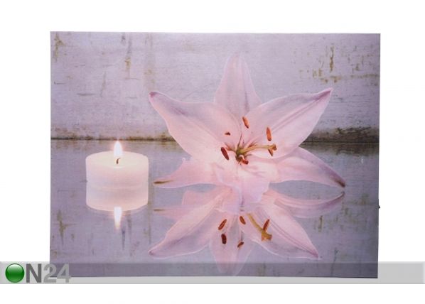 LED pilt Candle & Lily 50x70 cm