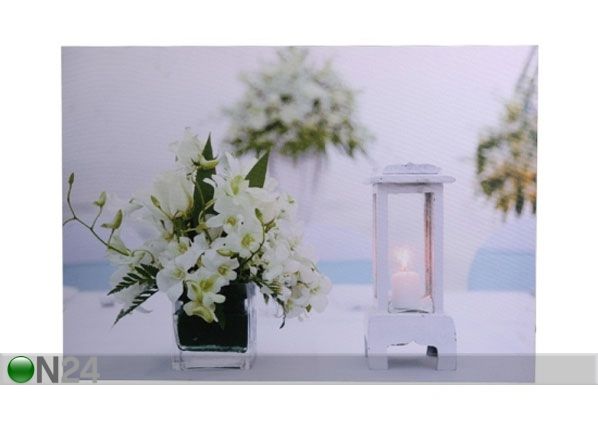 LED pilt Flowers & Lantern 30x40 cm
