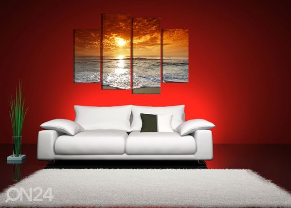 Neljaosaline seinapilt Päikeseloojang 130x80 cm