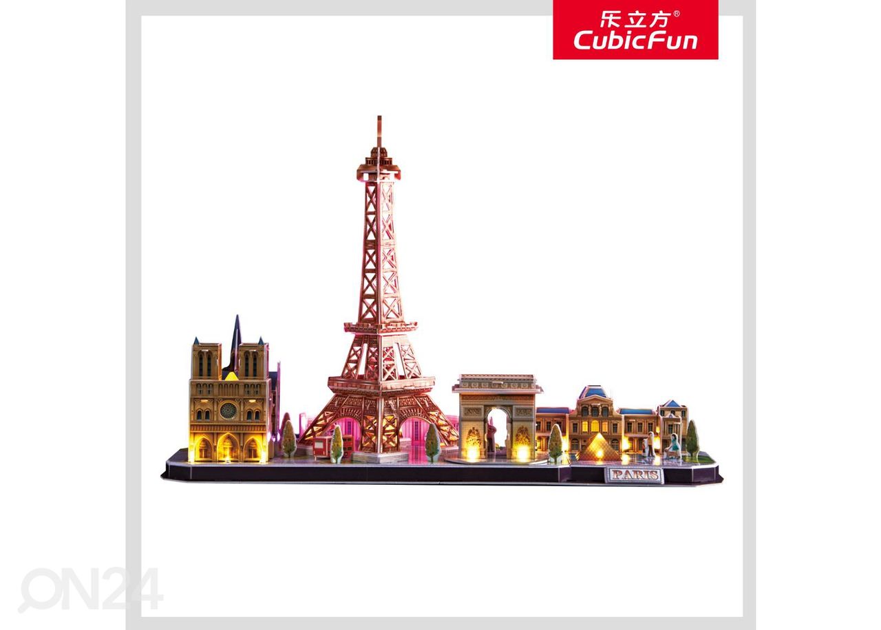 3D-pusle Pariis LED tuledega CUBICFUN City Line suurendatud