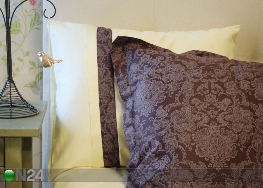 6-osaline puuvillasatiinist voodipesukomplekt Kuninglik pruun 150x210 cm suurendatud